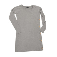 Load image into Gallery viewer, Front view of our Gray Long Sleeve Button Dress
