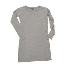 Load image into Gallery viewer, Front view of our Gray Long Sleeve Button Dress
