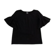 Load image into Gallery viewer, Front view of our Black Bell Sleeve Shirt
