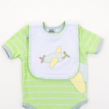 Load image into Gallery viewer, Lifestyle image of our Airplane Stitch Bib