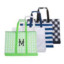 Load image into Gallery viewer, Monogrammed view of our Green Bamboo Big Tote