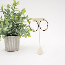 Load image into Gallery viewer, Lifestyle view of our Large Blonde Tortoise Hoops
