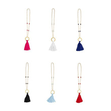 Load image into Gallery viewer, Lifestyle view of our Bamboo Tassel Necklaces