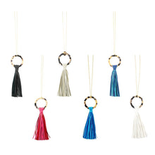 Load image into Gallery viewer, Front view of our Blonde Tortoise Tassel Necklaces