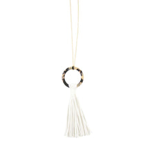Load image into Gallery viewer, Front view of our White Blonde Tortoise Tassel Necklace