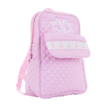 Load image into Gallery viewer, Monogrammed view of our Smocked Pink Bunny Backpack
