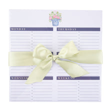 Load image into Gallery viewer, Top view of our Lime Green Flower Southern Blooms Weekly Planner