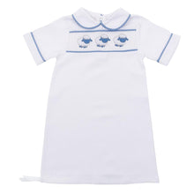 Load image into Gallery viewer, Blue Lamb Smocked Boy Day Gown