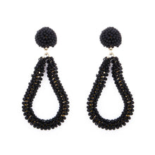 Load image into Gallery viewer, Black Bead Loop Earrings