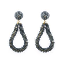 Load image into Gallery viewer, Gray Bead Loop Earrings