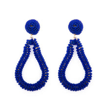 Load image into Gallery viewer, Navy Bead Loop Earrings