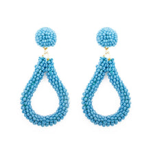 Load image into Gallery viewer, Blue Bead Loop Earrings
