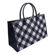 Load image into Gallery viewer, black and white check box tote