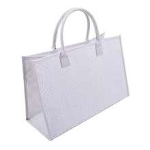 Load image into Gallery viewer, taupe greek key box tote