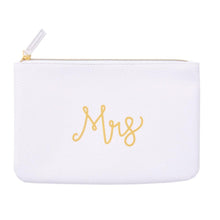 Load image into Gallery viewer, MRS white zippered pouch, hand lettered in gold