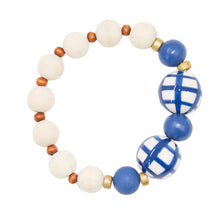 Load image into Gallery viewer, Front view of our Navy Ceramic Bead Bracelet