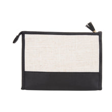 Load image into Gallery viewer, Linen cosmetic pouch with black accents
