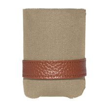 Load image into Gallery viewer, Front view of our Tan Canvas Flat Koozie