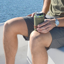 Load image into Gallery viewer, Lifestyle view of our Forrest Canvas Flat Koozie