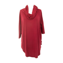 Load image into Gallery viewer, Front view of our Crimson Cowl Neck Slouch Shirt