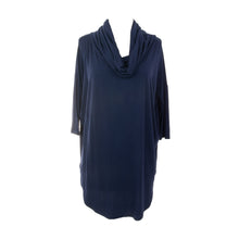 Load image into Gallery viewer, Front view of our Navy Cowl Neck Slouch Shirt