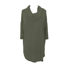 Load image into Gallery viewer, Front view of our Olive Cowl Neck Slouch Shirt