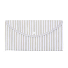 Load image into Gallery viewer, Front view of our Gray Stripe Vinyl Envelope Pouch