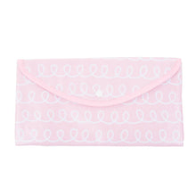 Load image into Gallery viewer, Front view of our Pink Swirl Vinyl Envelope Pouch