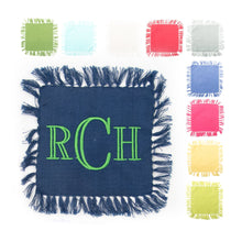 Load image into Gallery viewer, Monogrammed view of our Fringe Cocktail Napkins
