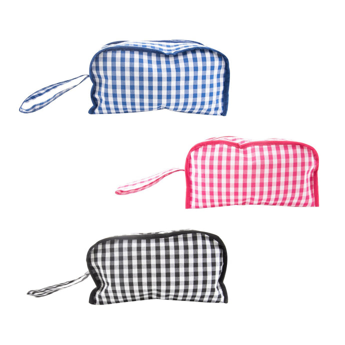 Front view of our Gingham Kentucky Cosmetic Bags