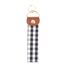 Load image into Gallery viewer, Front view of our Black Gingham Key Fob
