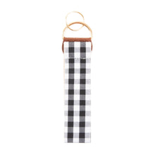 Load image into Gallery viewer, Back view of our Black Gingham Key Fob
