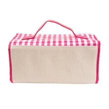 Load image into Gallery viewer, Back View of our Pink Gingham Roll Up Cosmetic Bag