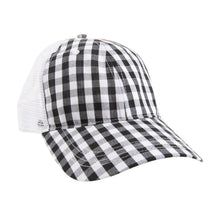 Load image into Gallery viewer, View of our Black Gingham Trucker Hat