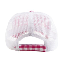 Load image into Gallery viewer, Back View of our Pink Gingham Trucker Hat