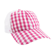 Load image into Gallery viewer, View of our Pink Gingham Trucker Hat