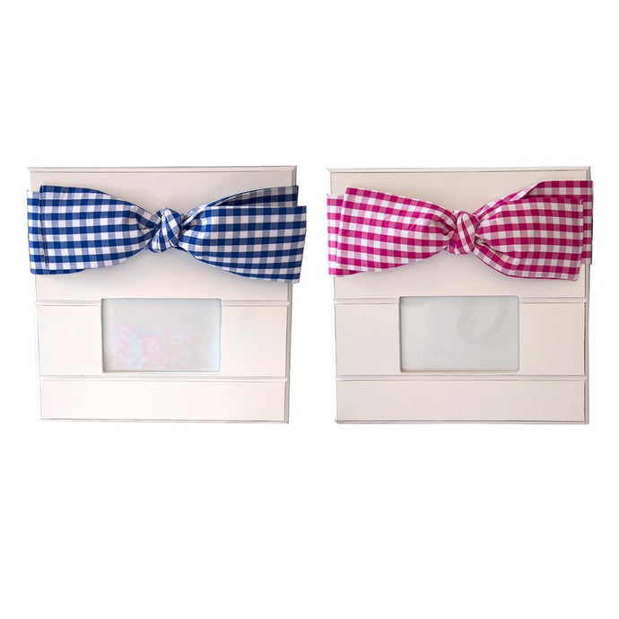 Blue and Pink Gingham Bow Photo Frames