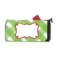 Load image into Gallery viewer, Front view of our Green Gingham Mailbox Cover