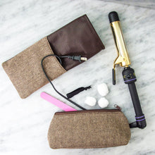 Load image into Gallery viewer, Lifestyle of our Herringbone Flat Iron Case and Grab-n-Go pouch
