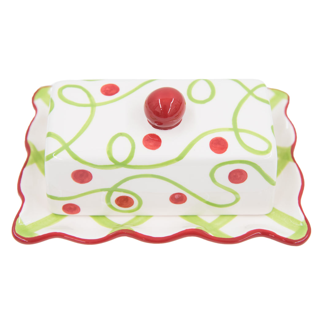 Holiday Swirl Dot Butter Dish