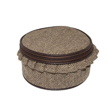 Load image into Gallery viewer, Front view of our Brown Herringbone Jewelry Round