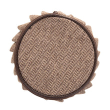 Load image into Gallery viewer, Top view of our Brown Herringbone Jewelry Round