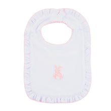 Load image into Gallery viewer, Front view of our Pink Bunny French Knot Bib