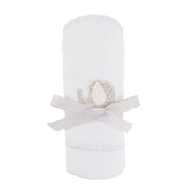 Load image into Gallery viewer, Front view of our Gray Elephant French Knot Hooded Towel