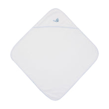 Load image into Gallery viewer, Open view of our Blue Whale French Knot Hooded Towel