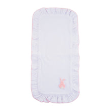 Load image into Gallery viewer, Open view of our Pink Bunny French Knot Burp Cloth