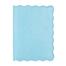 Load image into Gallery viewer, Front view of our Turquoise Lizard Scallop Passport Holder
