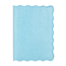 Load image into Gallery viewer, Front view of our Turquoise Lizard Scallop Passport Holder