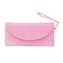 Load image into Gallery viewer, Front view of our Pink Lizard Foldover Clutch