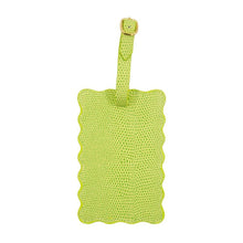 Load image into Gallery viewer, Front view of our Green Lizard Scallop Luggage Tag